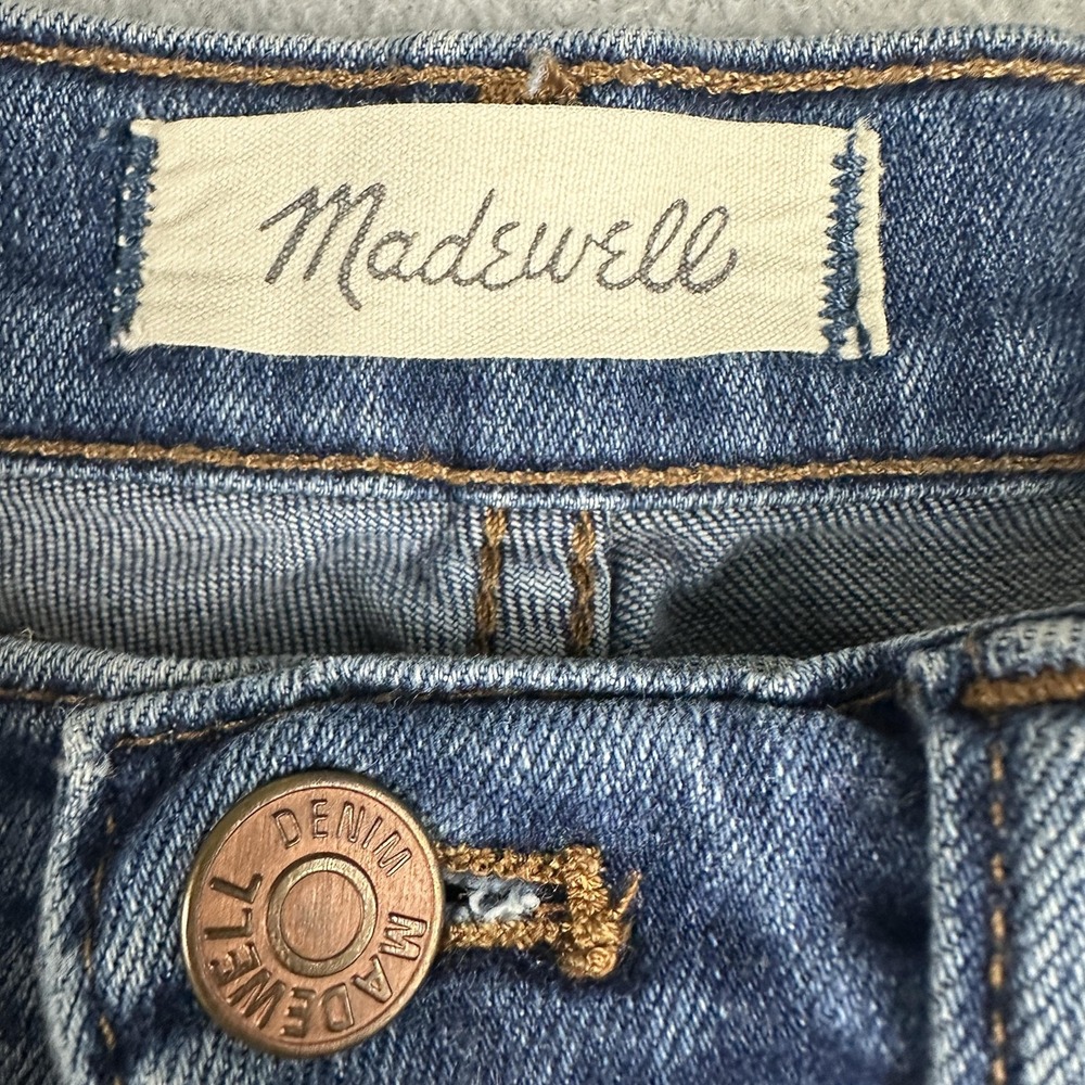 Madewell Jeans Womens 25 Blue Mid Rise Skinny Button Fly Raw Hem Stretch Denim - Picture 2 of 11